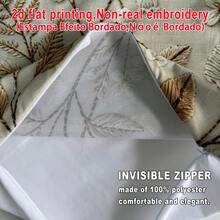 1pc Faux Embroidery Lily Of The Valley Print Pillowcase, 2D Flat Print, Gentle Healing Style Home Decor Cushion Cover, Lightweight Polyester Material Single-Sided Print Cushion Cover, Machine Washable, Zipper Closure, Pillow Insert Not Included, 45*45cm - Mocha Brown - View 3
