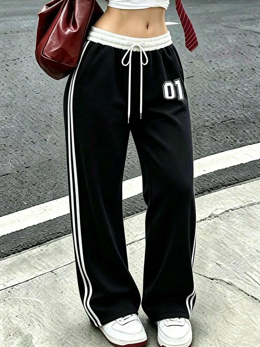 Women's Casual Pants, Digital Print Design, Comfortable For All Seasons, Suitable For Sports, Fitness, Home Leisure And Office Wear Black - Black - View 1