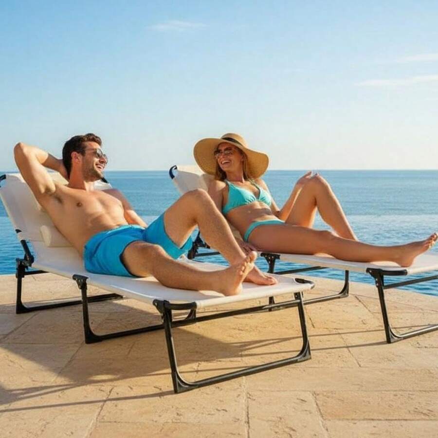 Patio Lounge Chair & Swing Chair - Beige - View 1