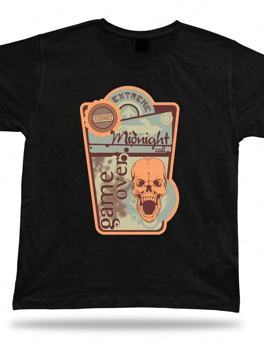 Tshirt Tee Shirt Birthday Gift Idea Midnight Adventure Dark Skull Retro Creepy - 款式 - 查看 1