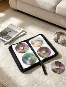 愛心印花 CD/DVD 收納盒，便攜式愛心圖案 CD/DVD 儲存收納袋－耐用拉鍊碟片收納袋，附柔軟內裡、加強縫線與標籤視窗；多用途媒體收納袋，適用於汽車、居家與旅行 - 彩色 - 查看 2
