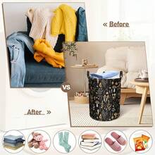 1PC Mushroom Laundry Storage Basket, Large Canvas Foldable Organizer Storage Basket, Suitable For Office, Toy Storage, Home Decoration, Laundry Basket - Dark Grey - View 5