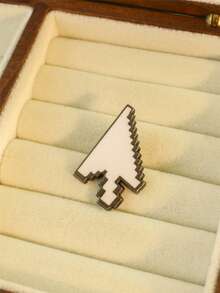 2pcs/Set White Mosaic Arrow Finger Pointing Oil Drip Brooch Set - Multicolor - View 2