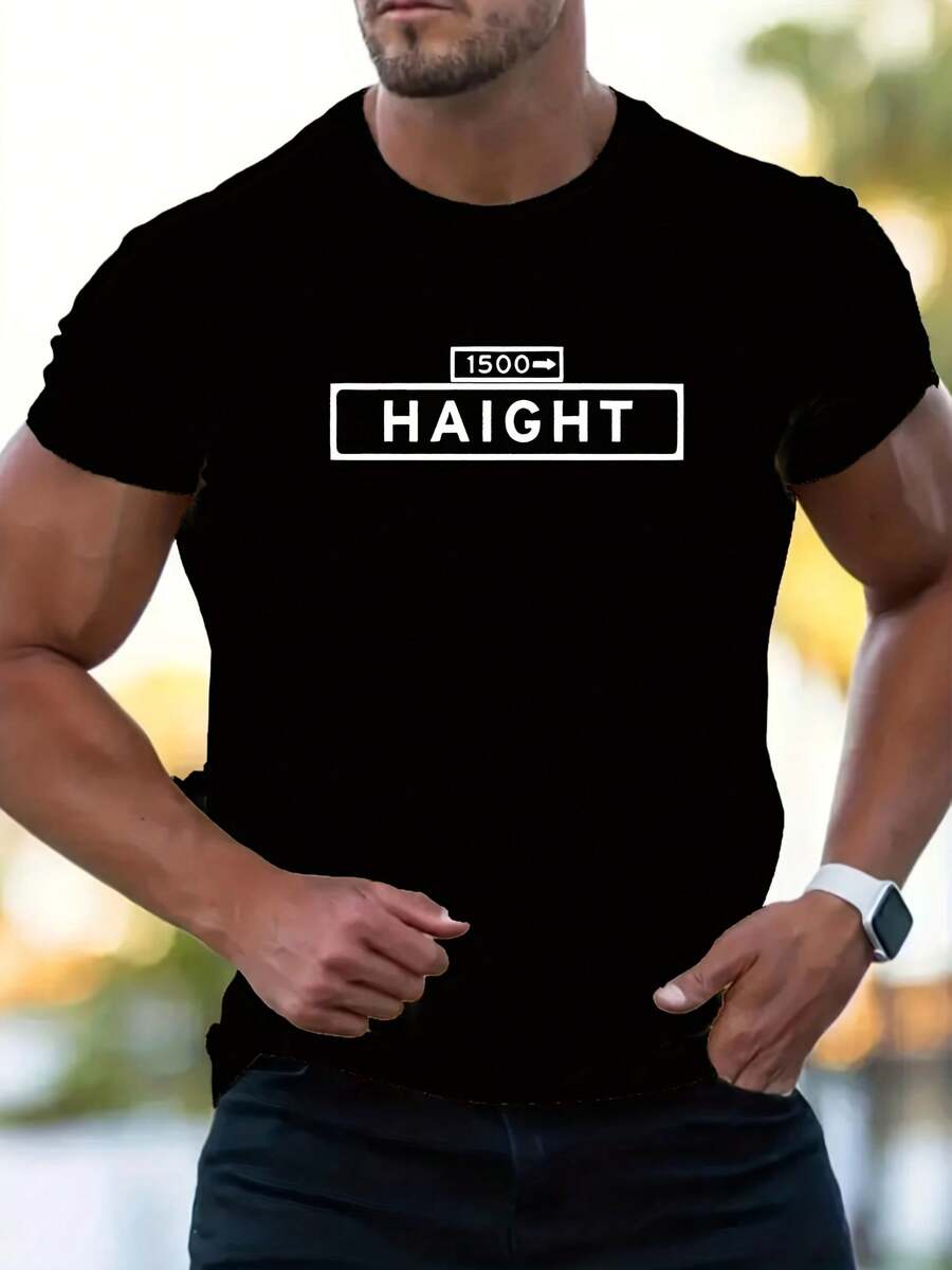 Summer Style Mens Lightweight Crew Neck T Shirt Casual Short Sleeve Top With Print Geometric Pattern Comfy Summer Tee Breathable Fabric Regular Fit - 款式 - 查看 1