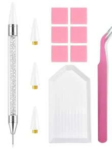 Diamond Pickup Tool, Diamond Waxing Tool With 3 Replaceable Wax Tips And 1 Tweezers DIY Nail Art Tool - A - View 11