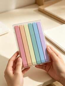 6pcs/12pcs Square Barrel Fluorescent Macaron Color Highlighter Marker Pen Set For Students, Note-Taking And Key Point Marking - Multicolor - View 9