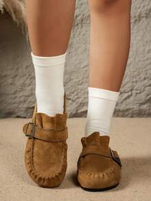Women's New Hollow Fashion Buckle Sandals Beach Color Block Elegant Party - Khaki - View 5