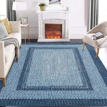 Techigher Modern Geometric Hallway Runner Rug, Washable Non Slip Kitchen Runner Mat, Soft Low Pile Runner Carpet For Entryway, Bedroom, Living Room - Gray-blue - View 12