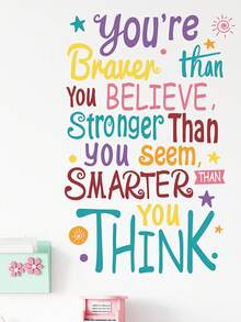 Colorful English Inspirational Quotes Wall Sticker, Decorative Wall Art, Motivational Phrases, Self-Adhesive Painting, Study Space Decor - Multicolor - View 4