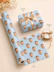 Custom Face Wrapping Paper Personalized Photo Gift Wrap Roll For Birthday Anniversary Wedding Groom Graduation Retirement Fun Creative Party Supplies DIY Face Wrapping Paper - Multicolor - View 5