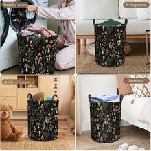 1PC Mushroom Laundry Storage Basket, Large Canvas Foldable Organizer Storage Basket, Suitable For Office, Toy Storage, Home Decoration, Laundry Basket - Dark Grey - View 4