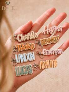 Personalized Acrylic Name Keychain Wooden Letter Keychain Backpack Name Tag Luggage Tag Bag Charm - Name Keychain - View 12
