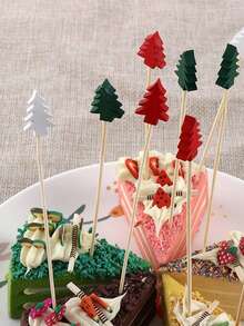 100pcs Christmas Tree Fruits Picks ,Cocktail Picks, Christmas Tree Picks, Appetizer Toothpicks Decorative Toothpicks,Party Picks For Christmas Decorations, Drink Dessert Sandwiches Cocktails,Party Favors,Drink Fruit Desser - Christmas Tree Tags - View 6