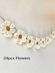 8/16/24pcs Handmade Crocheted White Daisy Flowers, Suitable For Wall Decor, Home Decor, Curtain Decor - Multicolor - View 9