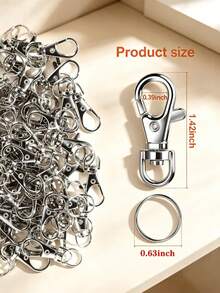 30/60pcs Key Rings And Key Chain Swivel Clasps, Outdoor Key Chain, Fish Mouth Rotating Hook, Suitable For DIY Crafts, Handbags, Luggage And Backpack Accessories - Keychain + Double Ring - View 8