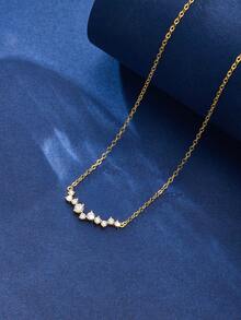 SYMFNY 1pc 925 Silver Minimalist Shiny Cubic Zirconia Pendant Necklace - Style 1 - View 4