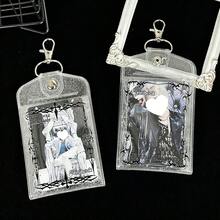 1pc Gothic Style Glitter Double-Sided Card Holder, Semi-Transparent Idol Photo Card Display, K-Pop Album Card Storage, Bag Charm, Concert Support Item, 4 Card Slots, YOUCHENGYOUPIN, PU Material, Suitable For 3-3.5 Inch Photo Cards, 3 Inch Mini Cards, Trading Cards, Anime Cards, Student IDs, Bus Cards, Access Cards, Etc., Can Be Used For Keychains, Bag Charms, Etc. - Card Holder - View 1