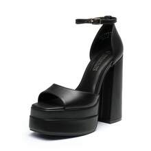 Women Fashion Ankle Strap Platform Chunky Heeled Sandals, Sexy Open Toe Ultra High Heel Sandals For Festival Party, Nightclub And Daily Wear - Black - View 4