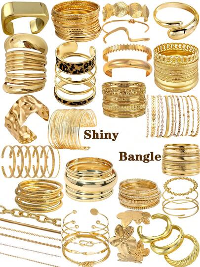 30/20/15/10/5pcs Set Gelang Multi-Piece Stackable Fashion Minimalis Elegan Indah Desain Vintage Geometris Pita Bunga Gelombang Asimetris Tekstur Lipit Leopard Hati Starburst Tetesan Air Cakram Bulat Simpul Terpilin Berlian Imitasi Rantai Manik-manik Berkilau Rantai Tulang Ular Rantai Pesawat Rantai Terpilin Halus Minimalis Gaya Logam Polos Set Gelang Tebal Berlebih Hadiah Liburan Pesta Kencan Personalisasi