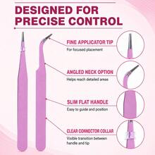 KLONKEE 9pcs Stainless Steel Pink Pointed/Bent Tweezers, Multi-Functional Tweezers Suitable For Handmade Crafts, Jewelry Making, DIY, Nail Art - 9pcs - View 6