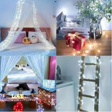 Solar Powered Fireworks String Lights, 100LED/200LED, Christmas Decoration, 8 Modes Copper Wire Lights, Outdoor Party String Lights, Christmas Tree, Christmas And Halloween Decoration, Living Room And Garden DIY Decorative Lights - White - View 3