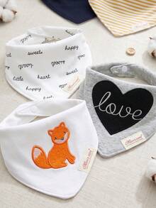 momscare 6pcs Baby Bibs, Soft Absorbent Baby Bibs, Suitable For Daily Use - Cute Design Exquisite Embroidered Baby Triangular Bibs - Multicolor - View 3