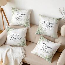 4pcs/1pc Eucalyptus Inspirational Text Pattern Pillow Case Without Insert, Single-Sided Printed Pillow Case, Suitable For Living Room Bedroom Home Decor, All Season Pillow Case - Multicolor - View 10