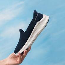 Skechers Women's Slip-Ins Lightweight Cushioned Hands-Free Breathable Mesh Walking Shoes - Navy Blue - View 4