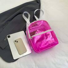 Bright Green Transparent PVC Mini Backpack With White Zipper Shoulder Strap - Multicolor - View 5