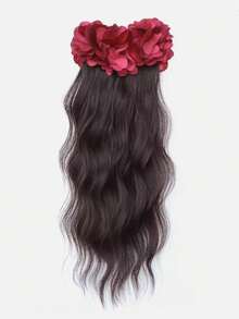 1pc Large Wavy Ponytail Pear Blossom Claw Clip, Realistic Natural Invisible Black Hair Extension, Fashionable Banana Clip With Floral Design, Premium Style For Women - Multicolor - View 16