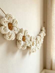 8/16/24pcs Handmade Crocheted White Daisy Flowers, Suitable For Wall Decor, Home Decor, Curtain Decor - Multicolor - View 7