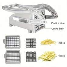 1 buah Pemotong Kentang Goreng Stainless Steel dengan Alas Hisap, Pemotong Sayuran Tugas Berat, Cocok untuk Kentang, Wortel, Mentimun, Pencincang Sayuran, Pencincang Bawang - abu-abu perak - View 5
