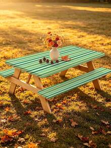 3 Pieces Picnic Tablecloth Set With Bench Cover, Elastic Edge Design, Striped Pattern, Washable Rectangular Tablecloth, Suitable For Weddings, Camping, Picnics, Garden Parties And More, Practical Essential - C - View 10