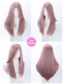alicegarden 26 Inch Front Lace Wig, Natural Straight Hair, Stunning Rusty Rose Color, Middle Part Design, Suitable For Women's Daily, Party, Cosplay Use, Natural And Durable Wig Gift, Halloween - Rusty Rose - View 8