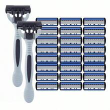 2 Razor Holders + 36 Blades, 6-Layer Manual Razor, Unisex, Stainless Steel Replaceable 6-Layer Blade Shaving Tool - Grey - View 19