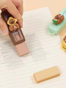 1/4pcs Capybara Retractable Eraser Set, Cartoon Design 4B Eraser, Cute Rubber Push-Pull Eraser, Suitable For Drawing, Exams, Student Back To School Office Supplies Stationery - Multicolor - View 10