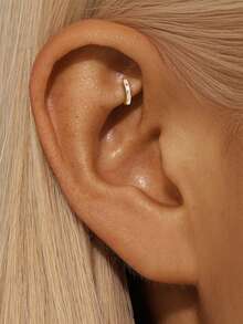 EleRunis 1件 925純銀經典立方鋯石 Rook Conch 耳環 18K鍍金上耳軟骨 Helix 耳釘 女款 日常佩戴 派對適用 - 金色 - 查看 4