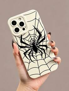Phone Case - Fashionable Cute Beige Spider Web Pattern Phone Case, Anti-Slip Anti-Drop Suitable For IPhone18/18Pro/18ProMax/17/17Pro/17ProMax/16/16Pro/16ProMax/15/15Pro/15ProMax/14/13/12/11 - Beige - View 4