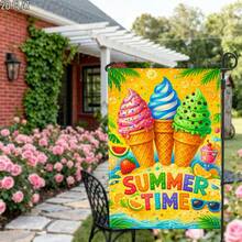 2D Flat 1pc Outdoor Garden Flag Summer Ice Cream Cone Tropical Colorful Vibrant Vertical Single-Sided Welcome Garden Flag Porch Decor Suitable For Garden Yard Decoration Without Flag Pole, 2D Flat - A - View 7