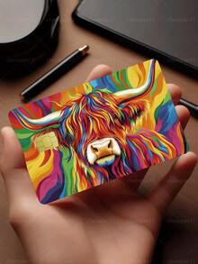 1pc Highland Cow Official Credit Card Sticker Privacy Protection Card Skin, Cute Cow Birthday Gift PVC Material Anti-Fingerprint Anti-Scratch Wear-Resistant Card Cover, Card Protector, Suitable For Men, Women, Couples, Small Chip Card, Bank Card Decoration Sticker, Credit Card, Transportation Card, Student Campus Card Personalized DIY - Type a - View 1