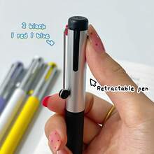 1 buah Pulpen Zanshi 4-in-1 Hitam Biru Merah Netral 0.5mm 0.32mm Dapat Ditarik Cepat Kering Menulis Halus Untuk Pelajar dan Kantor - MultiWarna - View 6