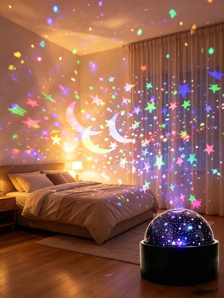 1 قطعة مصباح إسقاط سماء مرصعة بالنجوم والقمر LED، جهاز عرض كوكبي واقعي (يعمل بالطاقة عبر USB)، مناسب لغرفة النوم، السينما المنزلية، إضاءة السقف، هدية ديكورية، هدية العطلات، التخييم، ديكور الزفاف، إضاءة الأجواء الرومانسية، ديكور الغرفة