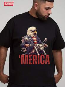 Mens Plus Size Vintage Cotton T Shirt   On Motorcycle With     Crewneck Short Sleeve Soft Comfortable Plus   For Outdoor Activities Travel And   Size - 款式 - 查看 1
