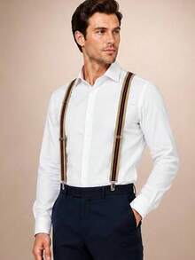 2.5cm High Elasticity Suspenders For Men - Champagne - View 8
