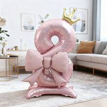 2pcs 42 Inch Blue Base Crown Number Foil Balloon With 21 Inch Pink Bow Balloon, Valentine's Day Birthday Wedding Party Gathering Decoration Balloons - View 9