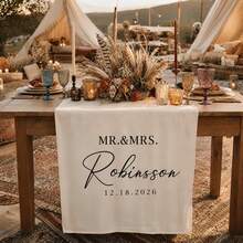 1 pieza Camino de mesa de boda personalizado, texto personalizable, adecuado para recepciones de boda elegantes y ocasiones especiales - Multicolor - Ver 8