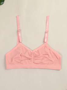 CELILIN Plus Size Women's Ruched Front Wireless Bra, Stretchy Bralette With Wide Band For Daily Wear & Lounging - Pink - View 9