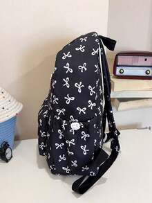 1件女款蝴蝶結圖案開學季大容量多層收納休閒書包，輕量旅行背包，適合女生學生，適用於開學、日常通勤、購物、短途旅行與戶外休閒旅遊 - 彩色 - 查看 11