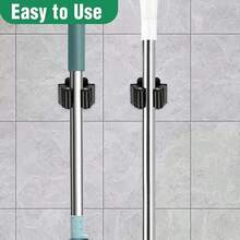 Garage Storage Racks Stainless Steel Broom Holders, Wall Mounted Mop Bracket Heavy Duty Tool Hook Brush Storage Organiser With Non-Slip Silicone Gear For Kitchen Bathroom Closet Garden Garage(10 Pcs) - View 5