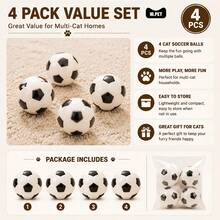 4pcs Cat Soccer Toys - Interactive Rolling Balls, Suitable For Kittens And Adult Cats, Lightweight And Durable, Indoor Entertainment - Black and White - View 3